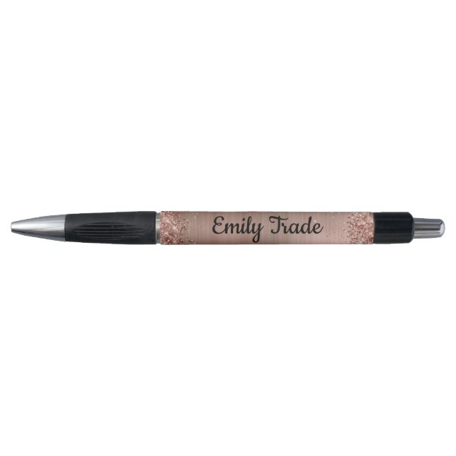 Rose Gold Glitter Pen with Personalized name  (Front)