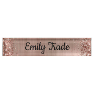 Rose Gold Glitter Pen with Personalized name  Desk Name Plate