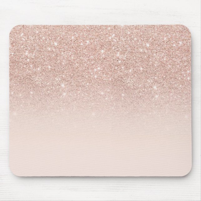 Rose Gold glitter Personalize With your name Roses Mouse Pad (Front)