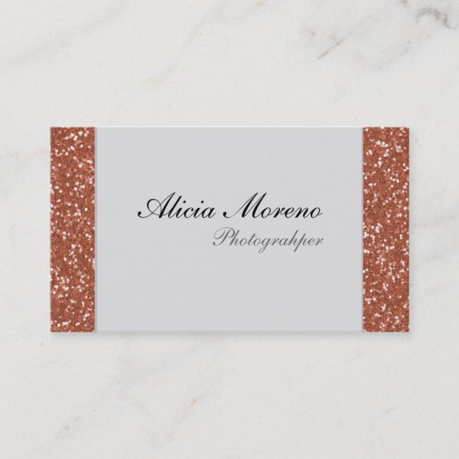 Rose Gold Glitter Personalized Business Cards (Front)