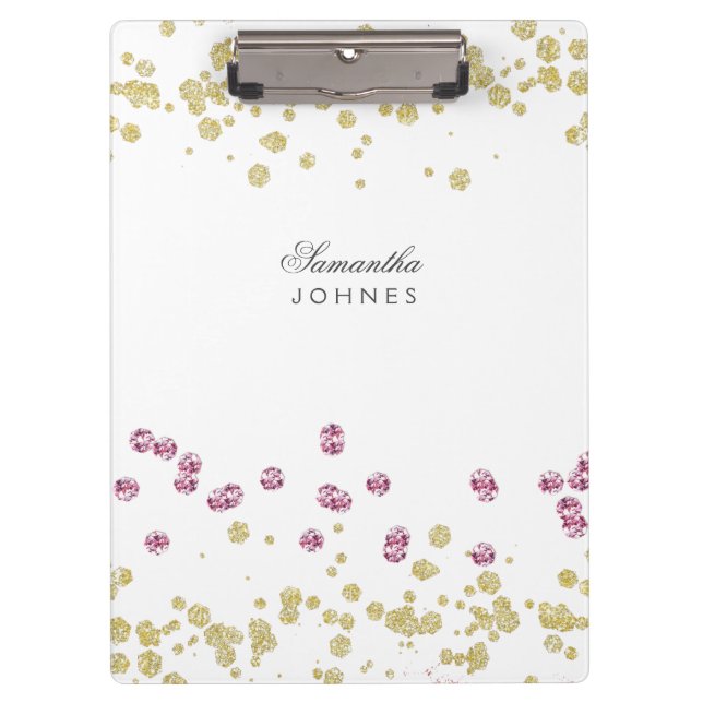 Rose Gold Glitter Personalized Clipboard (Front)