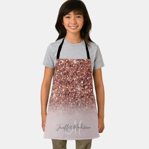 Rose gold glitter Personalized Name                Apron