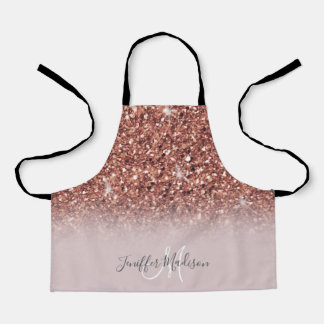 Rose gold glitter Personalized Name Apron