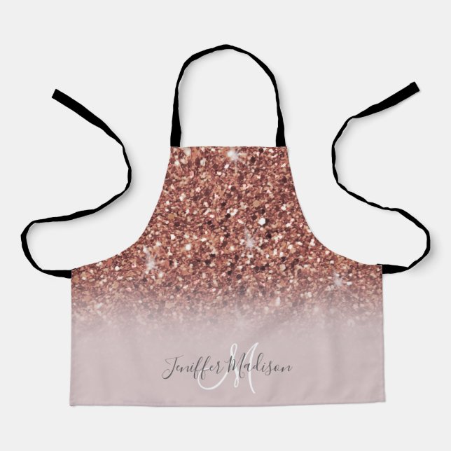 Rose gold glitter Personalized Name                Apron (Front)