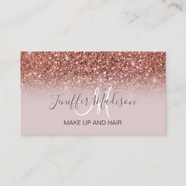 Rose gold glitter Personalized Name                Business Card (Front)