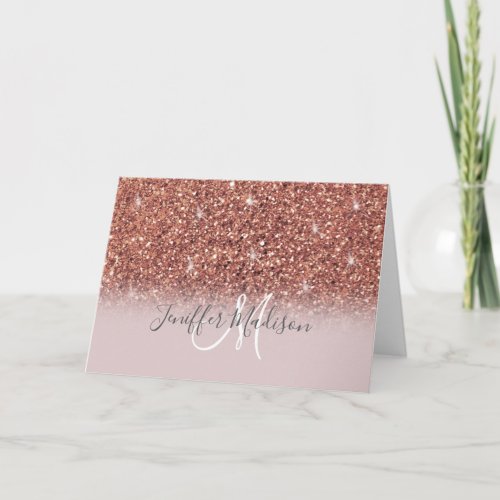 Rose gold glitter Personalized Name                Card