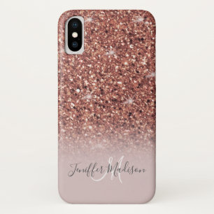 Rose gold glitter Personalized Name iPhone X Case