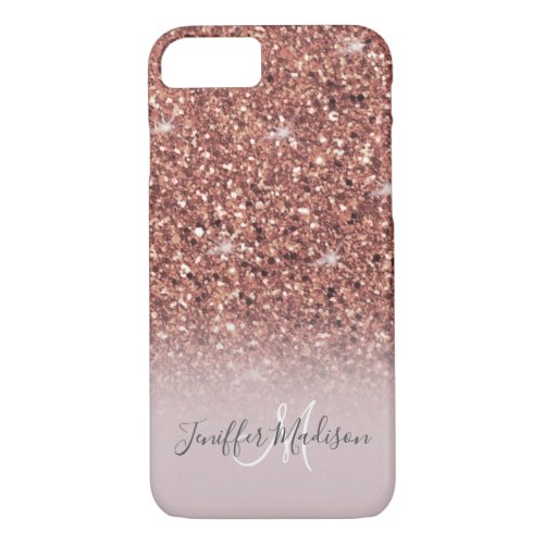 Rose gold glitter Personalized Name                iPhone 87 Case