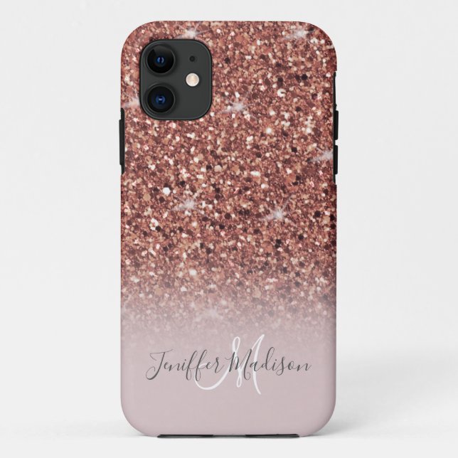 Rose gold glitter Personalized Name                Case-Mate iPhone Case (Back)
