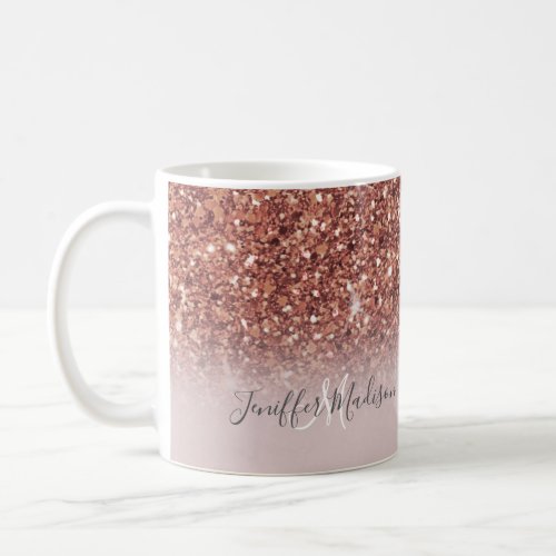Rose gold glitter Personalized Name                Coffee Mug