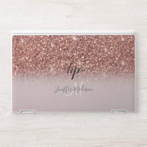 Rose gold glitter Personalized Name                HP Laptop Skin