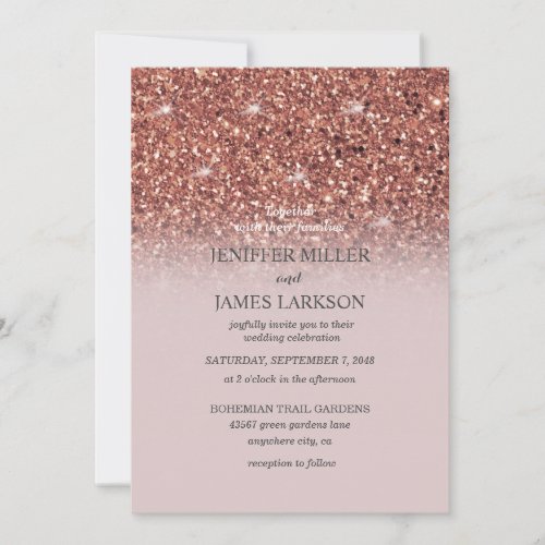 Rose gold glitter Personalized Name                Invitation