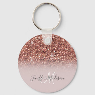 Rose gold glitter Personalized Name                Keychain