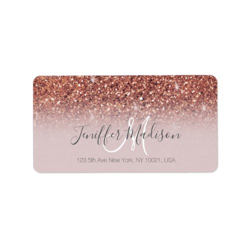 Rose gold glitter Personalized Name                Label