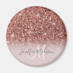 Rose gold glitter Personalized Name Magnet