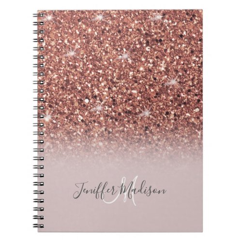 Rose gold glitter Personalized Name                Notebook