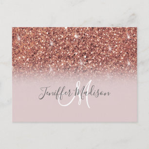 Rose gold glitter Personalized Name Postcard