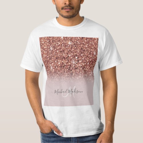 Rose gold glitter Personalized Name                T_Shirt