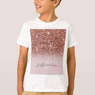 Rose gold glitter Personalized Name                T-Shirt