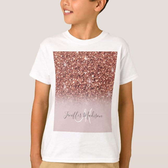 Rose gold glitter Personalized Name                T-Shirt (Front)