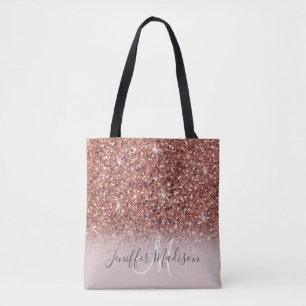 Rose gold glitter Personalized Name                Tote Bag