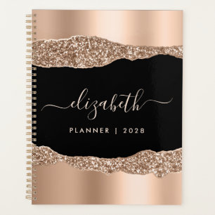 Rose Gold Glitter Personalized Planner