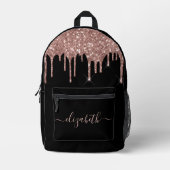 Rose Gold Glitter Personalized Printed Backpack (Front)