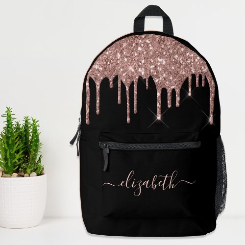 Rose Gold Glitter Personalized Printed Backpack