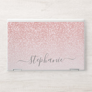 Rose Gold Glitter Personalized Script Name HP Laptop Skin