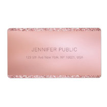 Rose Gold Glitter Personalized Template Shipping Label Rose Gold Glitter Personalized Template Shipping Label