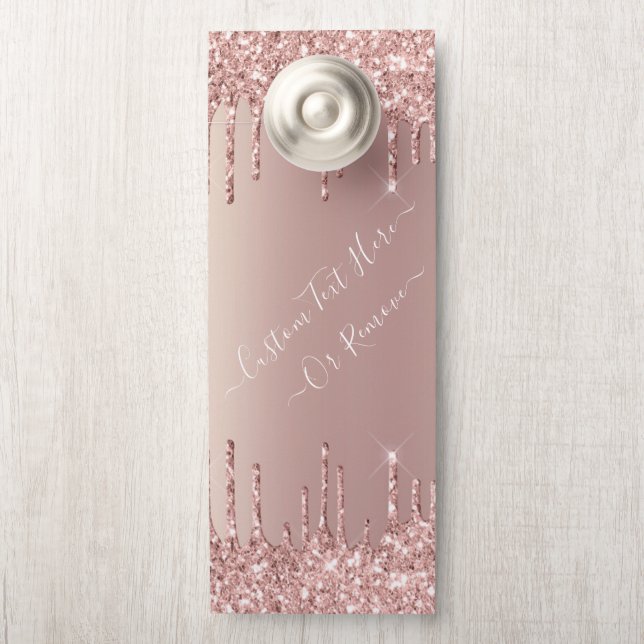 Rose Gold Glitter Personalized Text Door Hanger (On Knob)
