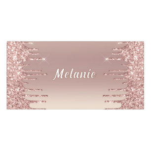Rose Gold Glitter Personalized Your Name Door Sign