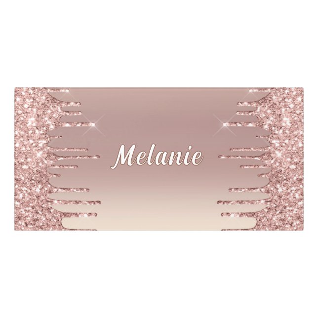 Rose Gold Glitter Personalized Your Name Door Sign (Classic Front)