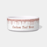 Rose Gold Glitter Pet Bowl with Custom Text<br><div class="desc">Personalized Pet Bowls with Rose Gold Blush Glitter Sparkle Drips Custom Text Modern Design Pet Bowl - Add Your Unique Text or Remove Text - Make Your Special Pet Gift - Resize and move or remove and add text / elements with Customization tool. Choose fonts / size / color !...</div>