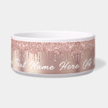 Rose Gold Glitter Pet Bowl with Custom Text Name<br><div class="desc">Personalized Custom Text Name Pet Bowls with Rose Gold Blush Glitter Sparkly Drips Modern Design Pet Bowl - Add Your Unique Text - Choose Fonts / Size / Color - or Remove Text - Make Your Special Pet Gift - Resize and move or remove and add text / elements with...</div>