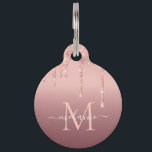 Rose Gold Glitter Pet ID Tag Custom Name Letter<br><div class="desc">Pet ID Tags with Monogram Name Text Rose Gold Blush Glitter Sparkle Personalized Gift / Suppliest - Add Your Letter / Name - Text or Remove - Make Your Special Gift - Resize and move or remove and add text / elements with customization tool. Design by MIGNED. Please see my...</div>