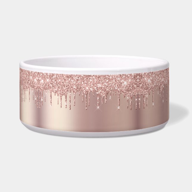 Rose Gold Glitter Pets Bowl (Front)