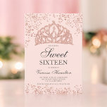 Rose gold glitter photo blush crown tiara Sweet 16 Invitation<br><div class="desc">A chic and luxurious rose gold glitter confetti on pastel blush pink with elegant calligraphy typography Sweet 16 birthday party invitation,  with a hand drawn luxurious princess crown tiara rose gold glitter. Add your photo.</div>