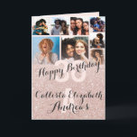 Rose Gold Glitter Photo Collage Happy Birthday Card<br><div class="desc">This cool and cute happy birthday greeting card is perfect for any friend or family member. It features eight customizable photograph pictures with a monogram name and the quote, "Happy Birthday, " on top of a blush pink "30" (which can be changed to any age) on top of a faux...</div>