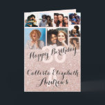 Rose Gold Glitter Photo Collage Happy Birthday Card<br><div class="desc">This cool and cute happy birthday greeting card is perfect for any friend or family member. It features eight customizable photograph pictures with a monogram name and the quote, "Happy Birthday, " on top of a blush pink "30" (which can be changed to any age) on top of a faux...</div>