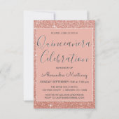 Rose Gold Glitter Photo - Quinceanera Celebration Invitation (Back)