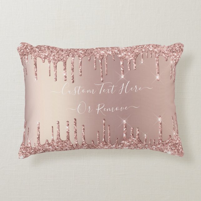 Rose Gold Glitter Pillow Custom Text Name (Front)