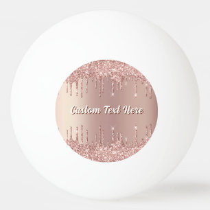 Rose Gold Glitter Ping Pong Ball Custom Text Name