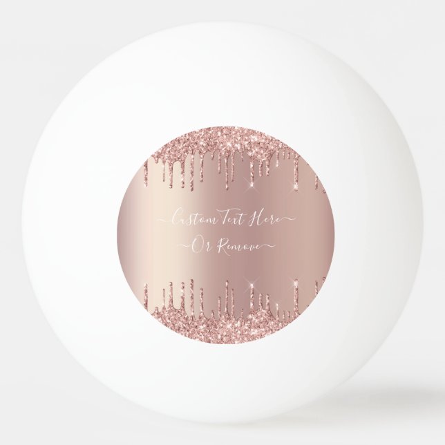 Rose Gold Glitter Ping Pong Ball with Custom Text (Front)