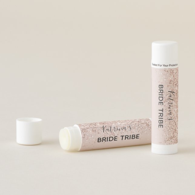 Rose Gold Glitter Pink Bachelorette Party Favor Lip Balm (In Situ)