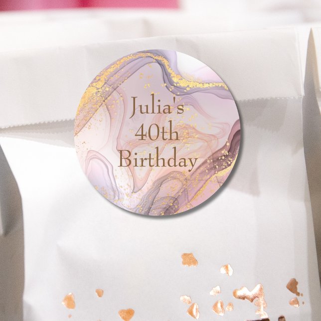 Rose Gold glitter pink birthday  Balloon Classic Round Sticker (Creator Uploaded)