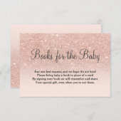 Rose gold glitter pink bring a book baby shower enclosure card (Front/Back)