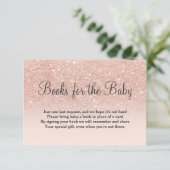 Rose gold glitter pink bring a book baby shower enclosure card (Standing Front)