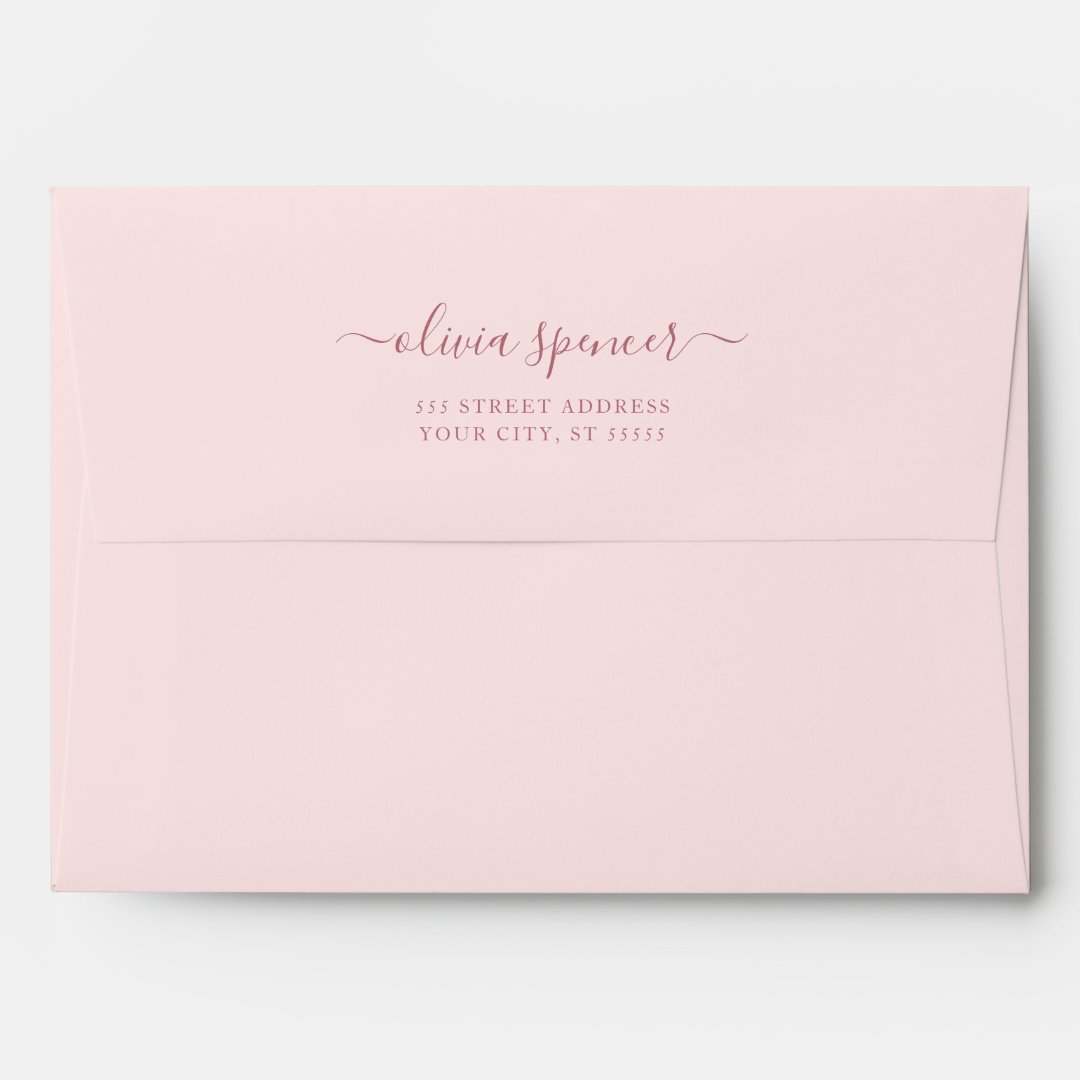 Rose Gold Glitter Pink Elegant Modern Wedding 5x7 Envelope | Zazzle