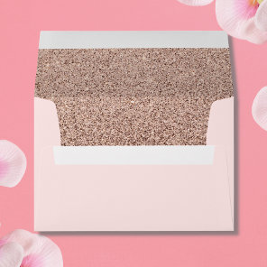 Rose Gold Glitter Pink Elegant Modern Wedding 5x7 Envelope